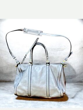 Fossil Crossbody Breaded Handle Hobo Grey Pebbled Leather